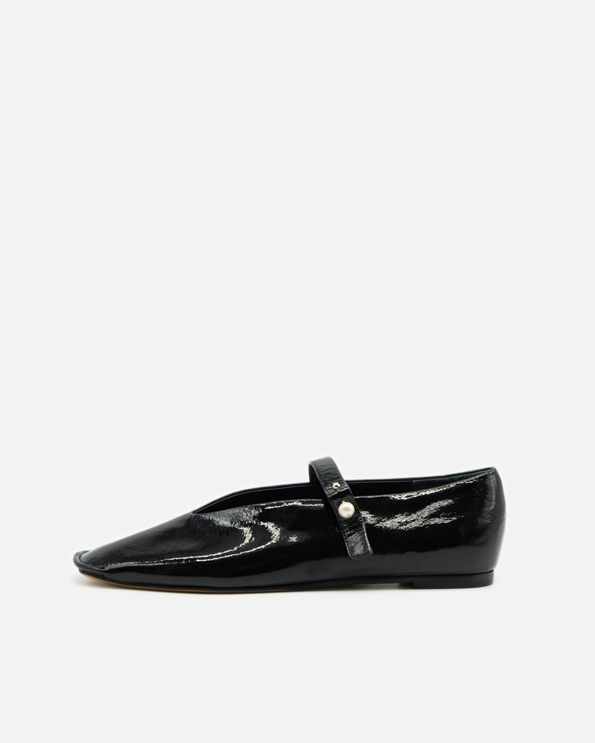 Mathilde black enamel バレエシューズ ブラックエナメル - HENRI EN 