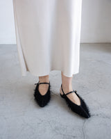 Lulu black.f フェザー フラットシューズ ブラック - HENRI EN VARGO (ヘンリ エン ヴァーゴ) 公式通販