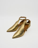 ALIX GOLD Tストラップパンプス ゴールド - HENRI EN VARGO (ヘンリ エン ヴァーゴ)