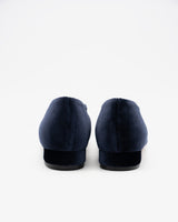 SOPHIA NAVY V スクエアトゥ フラットシューズ ネイビーベロア - HENRI EN VARGO (ヘンリ エン ヴァーゴ)