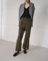 SOPHIA NAVY V スクエアトゥ フラットシューズ ネイビーベロア - HENRI EN VARGO (ヘンリ エン ヴァーゴ)