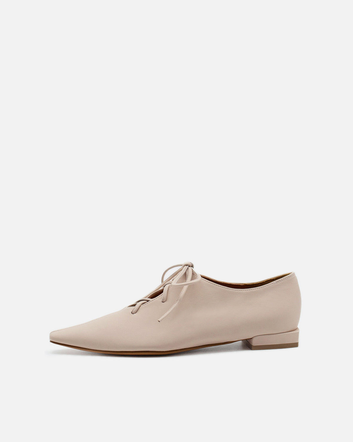 【HENRI EN VARGO】IVY Ivy light beige ポインテッド レースアップ フラットシューズ