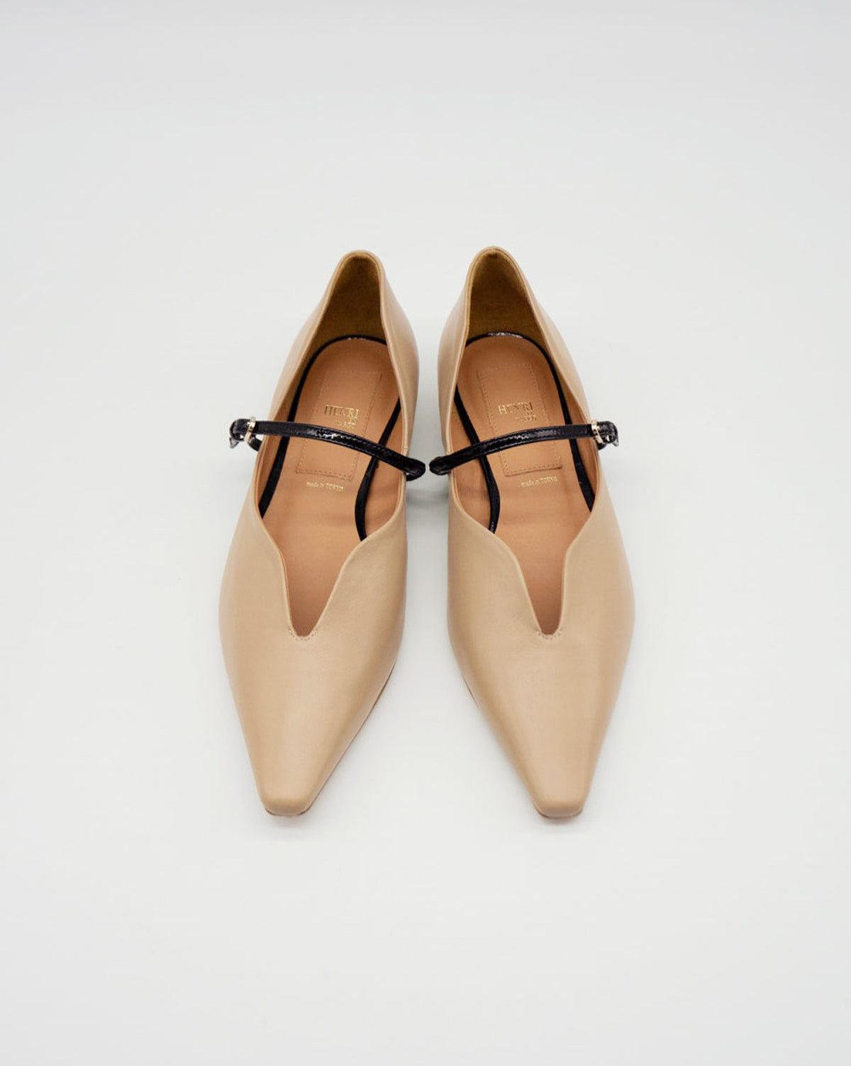 靴 HENRI EN VARGO KATE BEIGE Kate beige メリージェーン ポインテッド パンプス ベージュ - HENRI