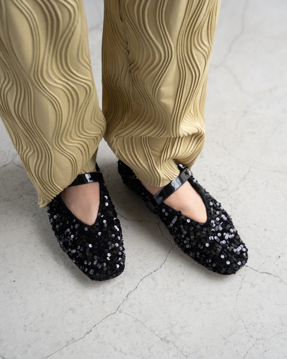 Mathilde black.m スパンコール バレエシューズ ブラック - HENRI EN