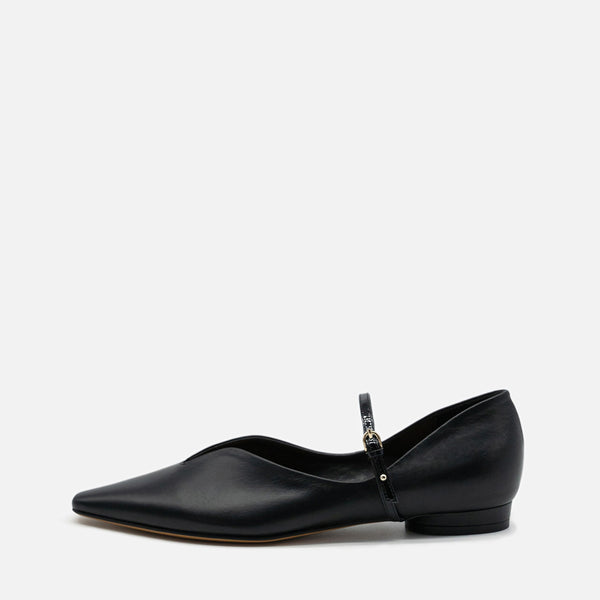 【極美品】HENRI EN VARGO メリージューンシューズ37 Kate black メリージェーン ポインテッド パンプス ブラック