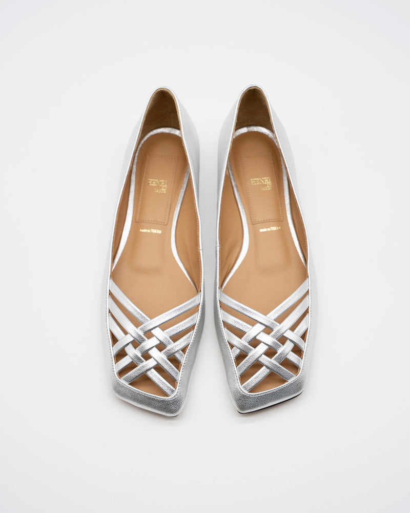 Frances silver メッシュフラットパンプス シルバー - HENRI EN VARGO