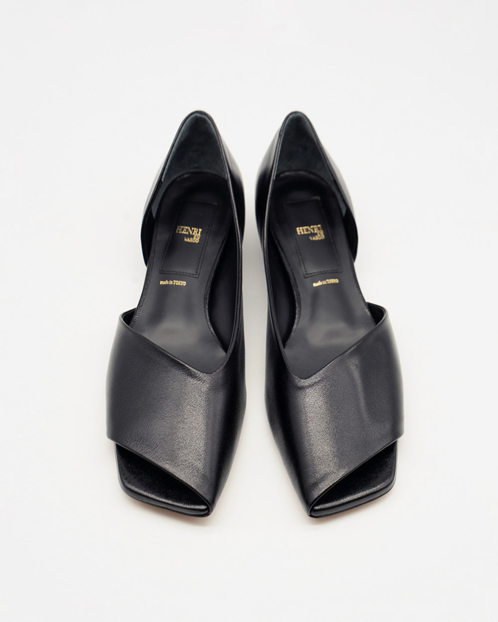 Janet black オープントゥパンプス ブラック - HENRI EN VARGO (ヘンリ