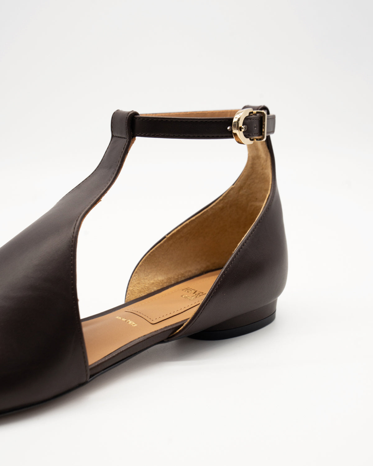 Lucile dark brown Tストラップパンプス ダークブラウン - HENRI EN