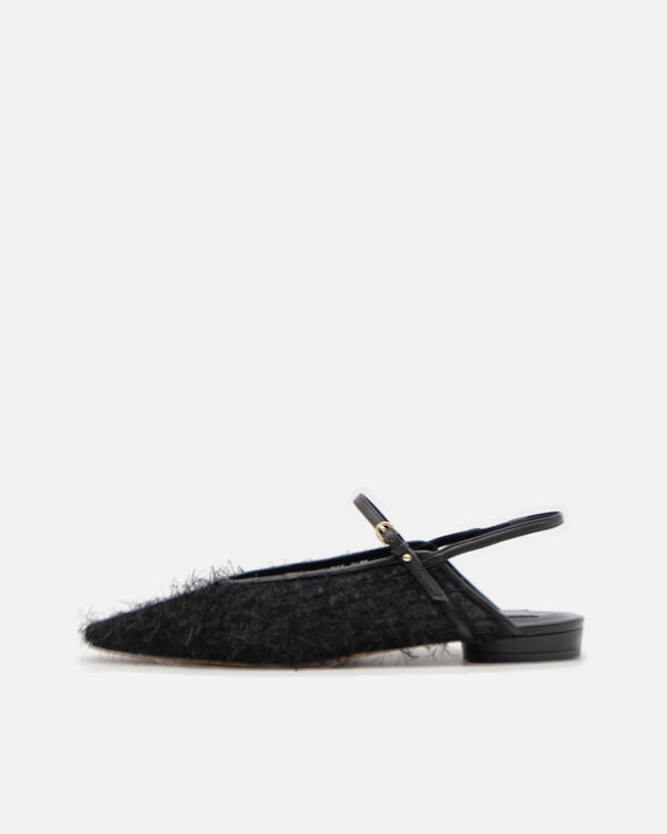 Lulu black.f フェザー フラットシューズ ブラック - HENRI EN VARGO (ヘンリ エン ヴァーゴ) 公式ストア