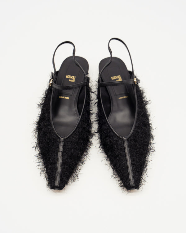 Lulu black.f フェザー フラットシューズ ブラック - HENRI EN VARGO (ヘンリ エン ヴァーゴ) 公式ストア